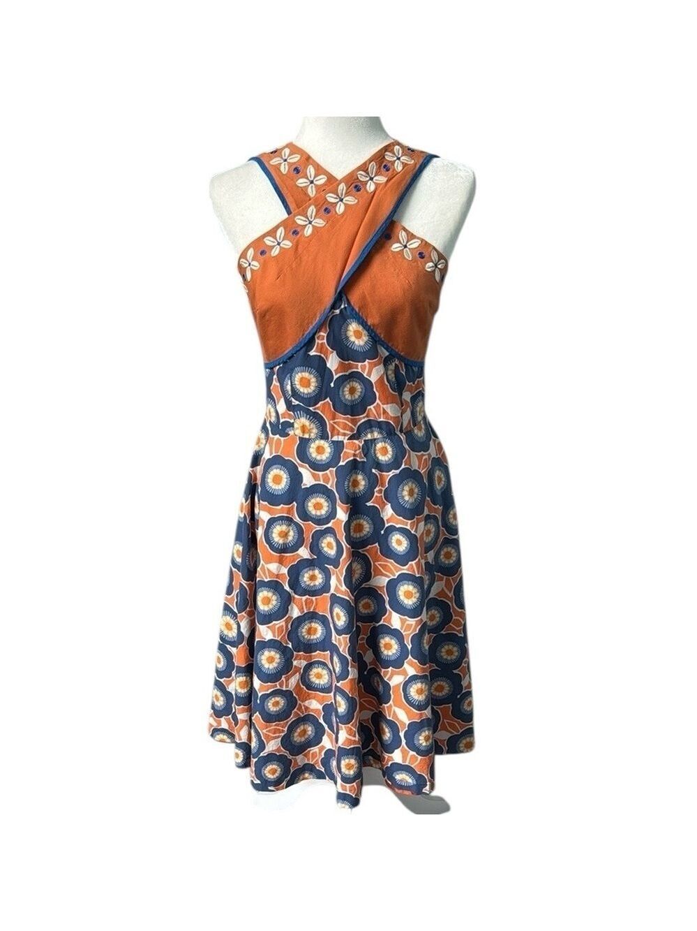 Autumn Adeigbo Sade A-Line Sleeveless Summer Dress Floral Size 4
